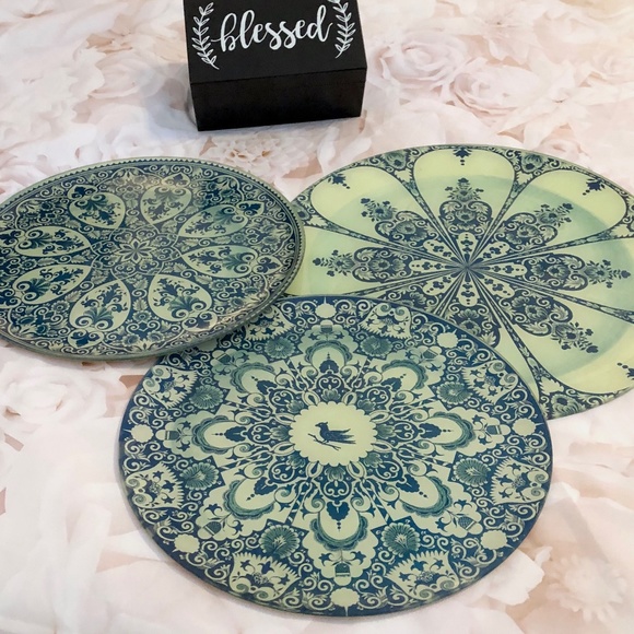 Hand Blown Glass Decoupage Plate - Blue Bird (EUC) - Picture 4 of 7